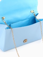 Сумка-клатч женская вечерняя на магните, на длинной цепочке, со стразами, голубая - Фото 4