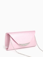 Сумка-клатч женская вечерняя на магните, на длинной цепочке, со стразами, мерцающая, розовая - Фото 4