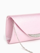 Сумка-клатч женская вечерняя на магните, на длинной цепочке, со стразами, мерцающая, розовая - Фото 5