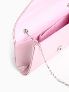 Сумка-клатч женская вечерняя на магните, на длинной цепочке, со стразами, мерцающая, розовая - Фото 6