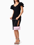 Сумка-клатч женская вечерняя на магните, на длинной цепочке, со стразами, мерцающая, розовая - Фото 7