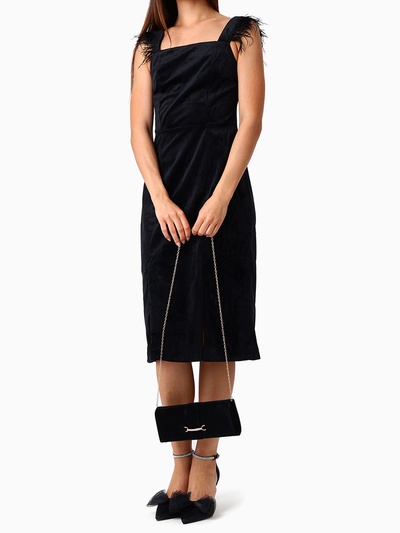 Сумка-клатч женская вечерняя на магните, на цепочке, с золотистой фурнитурой, однотонная, чёрная