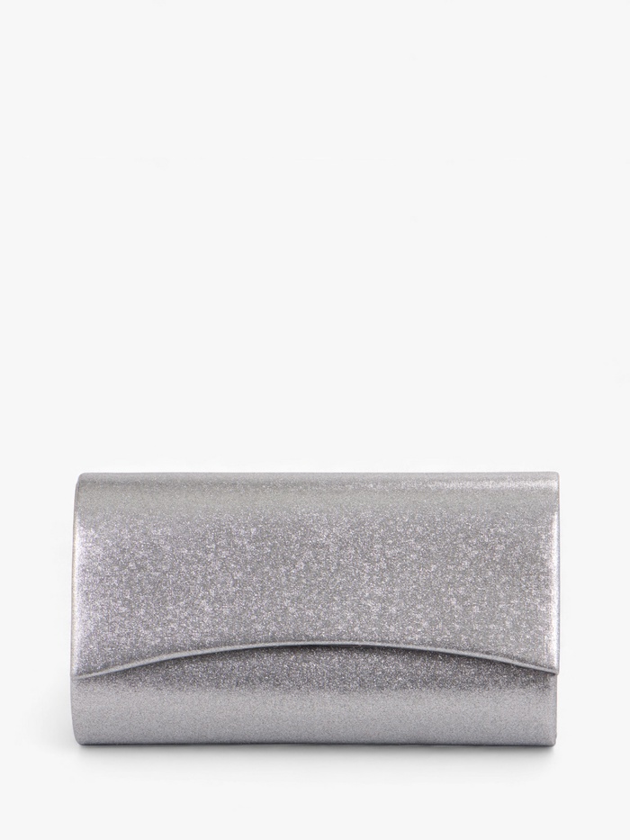 Сумка-клатч женская вечерняя на магните, на цепочке, мерцающая, серебристая - Фото 1