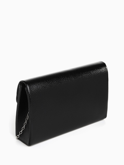 Сумка-клатч женская вечерняя на магните, на серебристой цепочке, чёрная