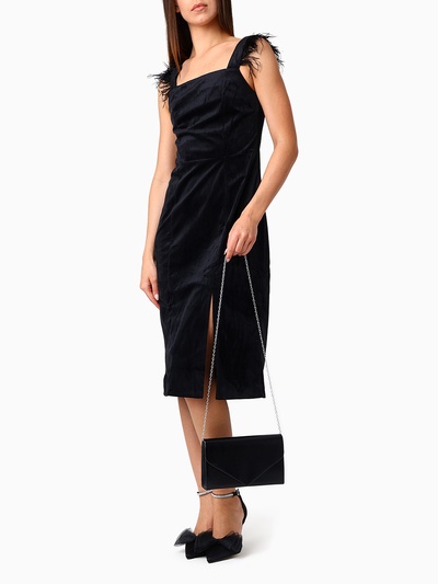 Сумка-клатч женская вечерняя на магните, на серебристой цепочке, чёрная