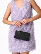 Сумка-клатч женская вечерняя на магните, на длинной цепочке, чёрная - Фото 2