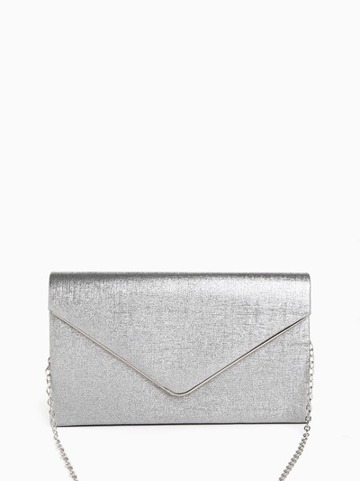 Сумка-клатч женская вечерняя на магните, на золотистой цепочке, мерцающая, серебристая