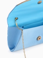 Сумка клатч вечерняя, с длинной золотистой цепочкой, текстильная, на магните, голубая - Фото 7