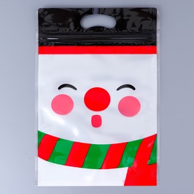 Пакет подарочный новогодний, с zip - lock застежкой, «Снеговик», 15?23±1 см (комплект 50 шт)