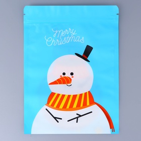 Пакет подарочный новогодний, с zip-lock застежкой, «Снеговик с шарфом», 16?21.5±1 см (комплект 50 шт)