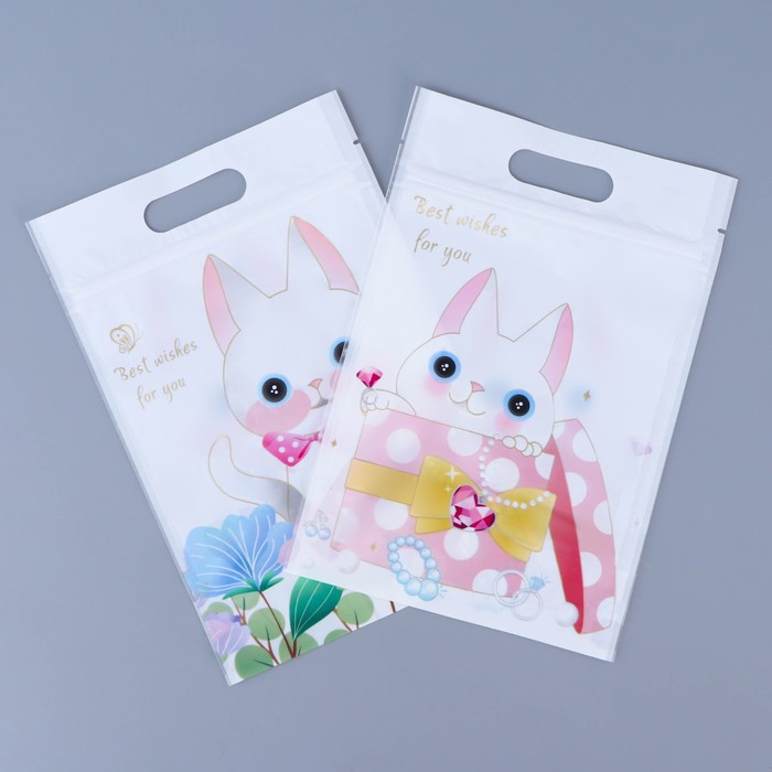 Пакет подарочный, с zip-lock застежкой, «Милые котики», 15×23±1 см - Фото 1