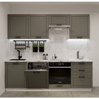 Кухонный гарнитур прямой, 2400×60×2140 мм, цвет обсидиан/кристалл - Фото 1