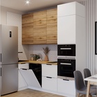 Кухонный гарнитур трехуровневый угловой 7, 1000×600×2500 мм, цвет тальк/рустик соломенный - Фото 1