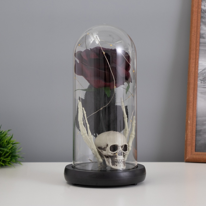 

Светильник «Череп с розой» 1,5Вт, LED, 3xAAA, черный USB 11х11х21см