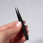 Пинцет заострённый, 9.5 см, чёрный - Фото 7