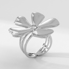 Кольцо металл «Цветок» сакуры, цвет белый в серебре, безразмерное - Фото 3