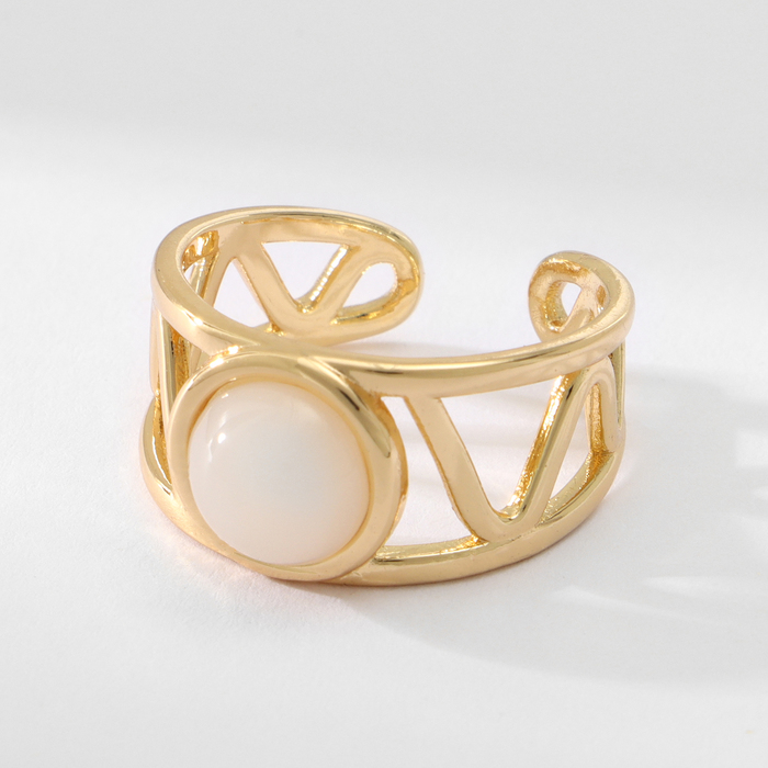 Кольцо с камнем «Богема», безразмерное, белое в золоте - Фото 1