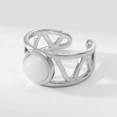 Кольцо с камнем «Богема», безразмерное, белое в серебре