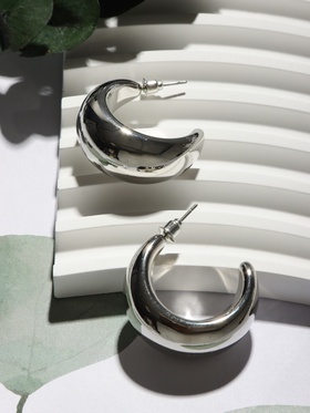 Серьги пластик «Круг» гало, цвет серебро
