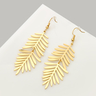 Серьги висячие «Лёгкость» листва, цвет золото - Фото 4