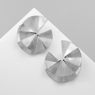 Серьги металл «Абстракция» двойной цветок, цвет серебро - Фото 3