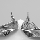 Серьги металл «Абстракция» двойной цветок, цвет серебро - Фото 4