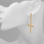 Серьги металл «Крест и цепочка» плетение, цвет золото - Фото 2