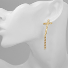 Серьги металл «Крест и цепочка» плетение, цвет золото - Фото 3