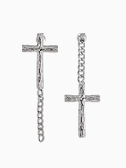 Серьги металл «Крест и цепочка» плетение, цвет серебро - Фото 1