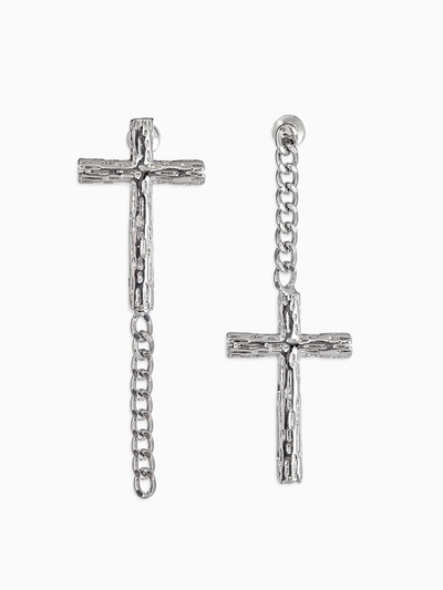 Серьги металл «Крест и цепочка» плетение, цвет серебро