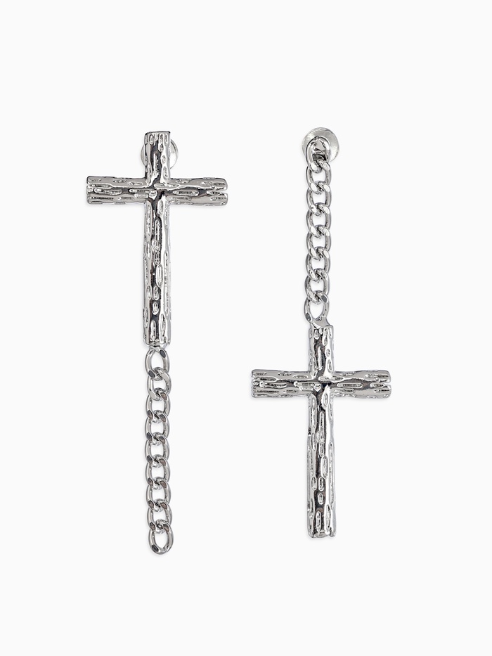 Серьги металл «Крест и цепочка» плетение, цвет серебро - Фото 1