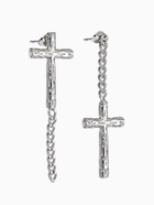 Серьги металл «Крест и цепочка» плетение, цвет серебро - Фото 3