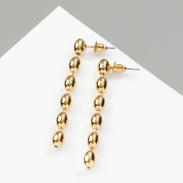 

Серьги металл «Бусины» рис, цвет золото