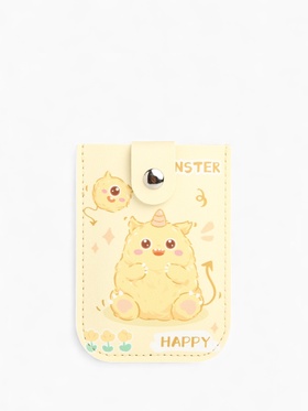 Картхолдер на кнопке, с выдвижным механизмом, на 5 карт, жёлтый