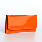 Кошелёк женский на магните, 19.5×2.5×9 см, лаковый, оранжевый - Фото 1
