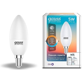 Умная лампа Gauss IoT Smart Home E14 5Вт 470lm Wi-Fi (упак.:1шт) (1110112) 10763446