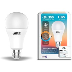 Умная лампа Gauss IoT Smart Home E27 10Вт 1055lm Wi-Fi (упак.:1шт) (1080112) 10763448