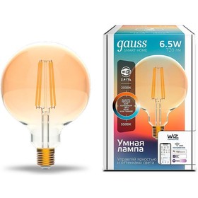 Умная лампа Gauss IoT Smart Home E27 6.5Вт 720lm Wi-Fi (упак.:1шт) (1340112) 10763449