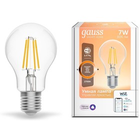 Умная лампа Gauss IoT Smart Home E27 6.5Вт 806lm Wi-Fi (упак.:1шт) (1200112) 10763452