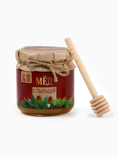 Подарочный набор новогодний «Тёплых праздников», мёд с пыльцой 250 г, чай 50 г, ложка