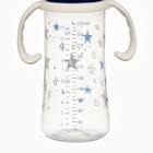 Бутылочка для кормления Крошка Я «Звезды», широкое горло, Ø50 мм, от 3 мес, 330 мл., темно-синяя, ручки молочные - Фото 4