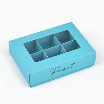 Коробка складная под 6 конфет «Тиффани», 13.5×9.8×3.8 см