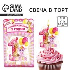 УЦЕНКА Свеча в торт «1 годик», жираф и слон, 8,1 х 10 см - фото 14543632