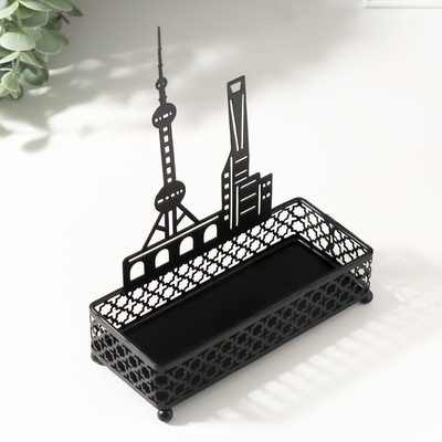 Подставка для мелочей металл «Город», чёрный, 6.3×14.5×18.5 см