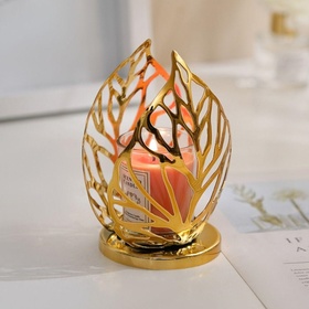 Металлический подсвечник на 1 свечу «Листопад», 8.5×13.5 см, золото