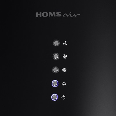 Вытяжка HOMSair ART 1050IS 35, островная, 350 Вт, 1050 м3/ч, 3 скорости, 35 см, чёрная
