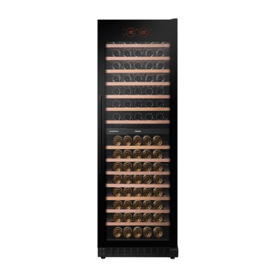 Винный шкаф MAUNFELD MBWC-415D171, 14 полок, 415 л, 171 бутылка, 2 климатические зоны, чёрный