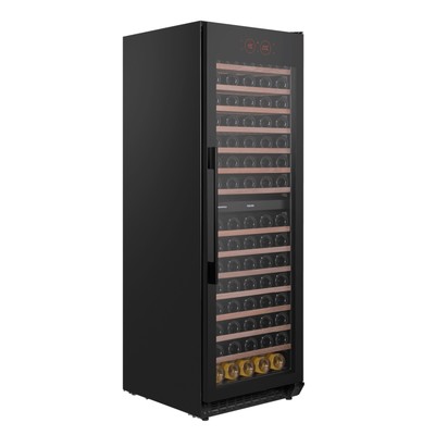 Винный шкаф MAUNFELD MBWC-415D171, 14 полок, 415 л, 171 бутылка, 2 климатические зоны, чёрный