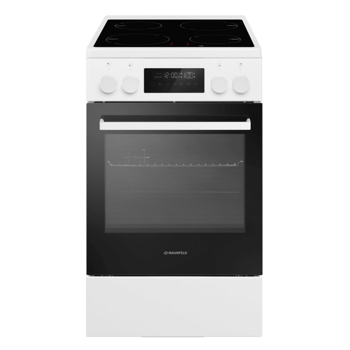 Плита MAUNFELD MIC511W01TD, индукционная, 4 конфорки, 59 л, электрическая духовка, белая