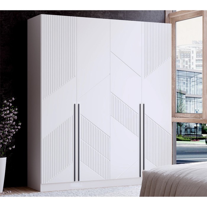 Шкаф прямой четырёхстворчатый для одежды «Стронг», с доводчиками, 2000×536×2200 мм, цвет белый/белый софт - Фото 1